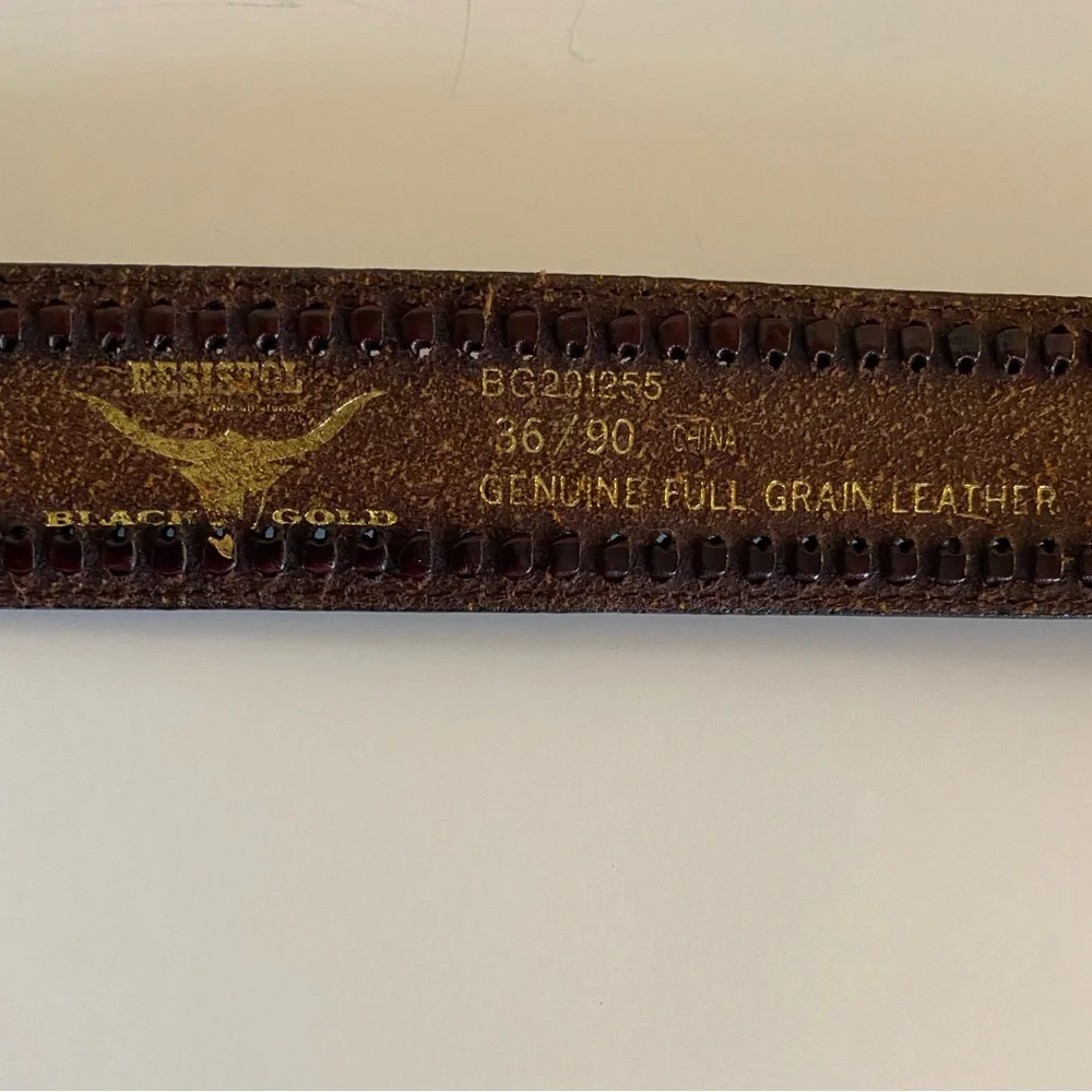 Vintage Resistol Leather Silver Tone Belt 36 Waist 36/90 Brown Full Grain - Picture 4 of 10